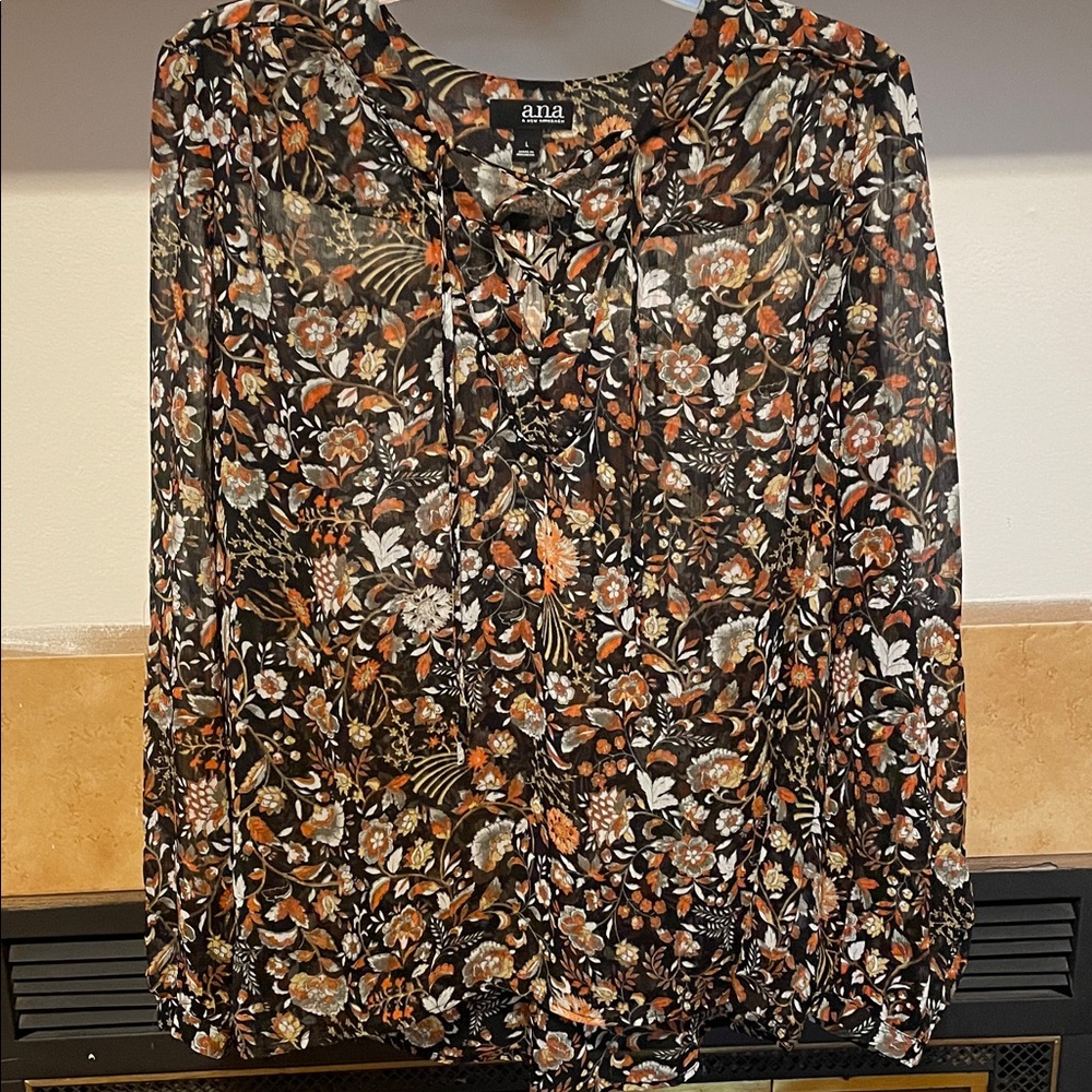 A.N.A Women’s Multicolor Floral Blouse (size L) - Picture 6 of 15